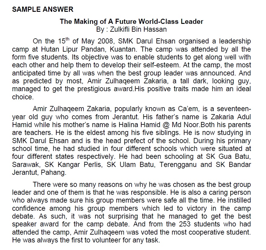 Spm English Report Format - malakwos